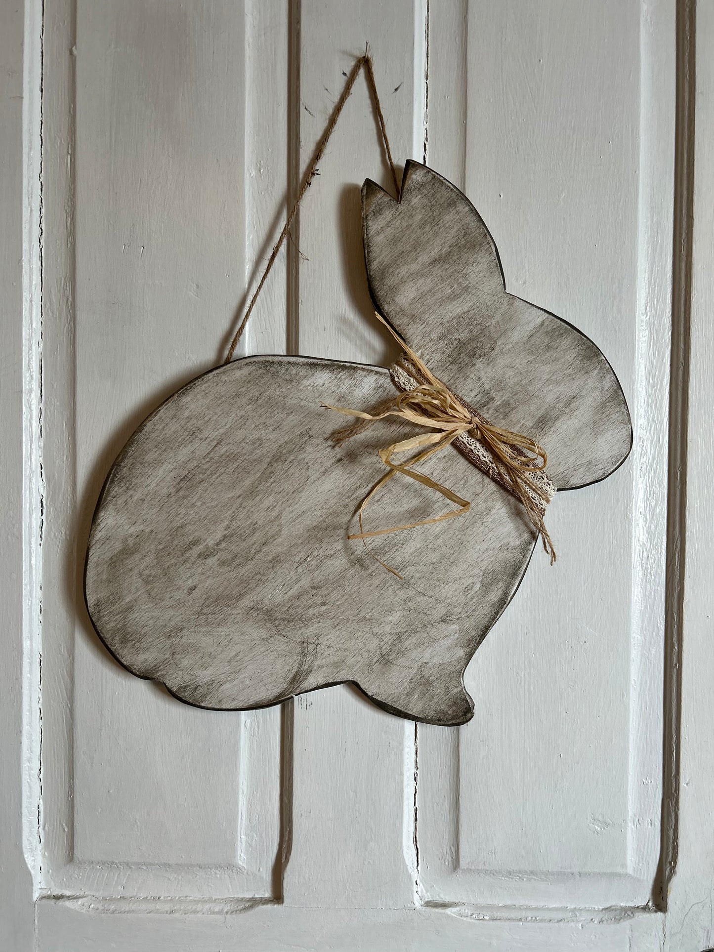 Rustic Wooden Rabbit Door Hanger