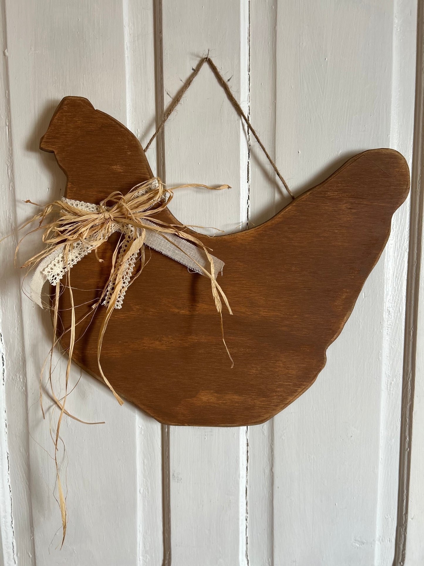Rustic Wooden Chicken Door Hanger