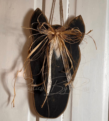 Rustic Wooden Horse Head Door Hanger