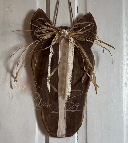 Rustic Wooden Horse Head Door Hanger